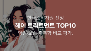 Read more about the article 헤어 트리트먼트 좋은 평가를 받은 제품 TOP10! 한국소비자원 선정,엉킴·보습·촉촉함 비교 평가.